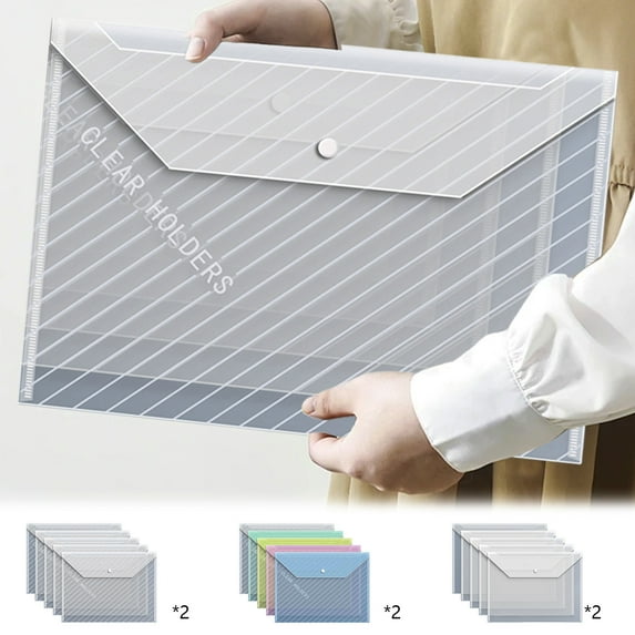 FAMTKT 10PCS Plastic File Folders for Documents Filing Envelopes A4 Size Folders Envelopes with Snap Closure Clear Envelopes Pouches Folder Organizer Document Holders