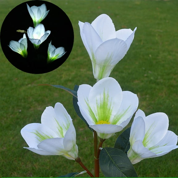 FAMTKT 1PC Artificial Flowers Outdoor Spring Decoration Solar Power Flower LED Light Outdoor Garden Yard Lamp Spring Decor