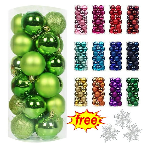 FAMTKT 24Pcs Christmas Tree Balls Ornaments for Xmas Christmas Tree 30mm/1.18" Shatterproof Christmas Tree Decorations Hanging Ball for Holiday Wedding Party Christmas Decorations on Clearance