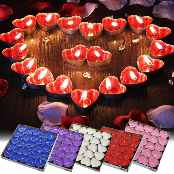 FAMTKT 50 Boxes Of Aluminum Candles Romantic Birthday Love Table White Candle Hotel Tea Wax