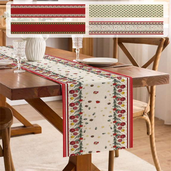 FAMTKT 70.04x12.99" Christmas Themed Table Runner Dining Table Decoration Holiday Tablecloths