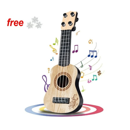 FAMTKT 9.92 Inch Kids Guitar Ukulele - 4 Strings Ukulele Musical Instruments Educational Toy Mini Guitar Toddler Toys for Boys and Girls Kids Toys (Beige)