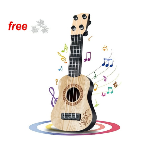 FAMTKT 9.92 Inch Kids Guitar Ukulele - 4 Strings Ukulele Musical Instruments Educational Toy Mini Guitar Toddler Toys for Boys and Girls Kids Toys (Beige)
