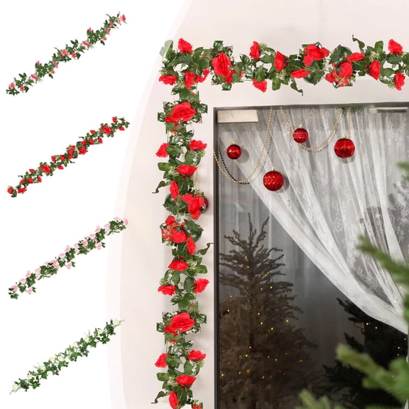 FAMTKT Artificial Rose Vines Fake Flowers Garlands Hanging Silk Rose Vines for Wedding Arches Party Walls Garden Ceremony Backgrounds Table Decorations