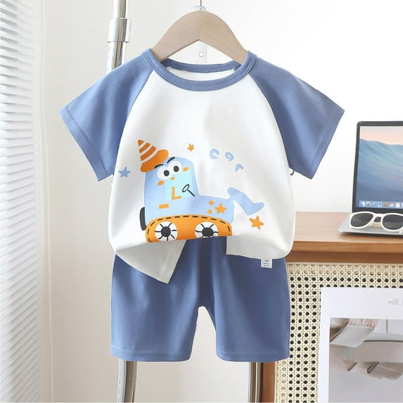 FAMTKT Baby Boy Clothes Baby Summer Boy Cute Printed Round Neck Short Sleeve Shorts Set Two Piece Summer Sets Summer Savings Clearance