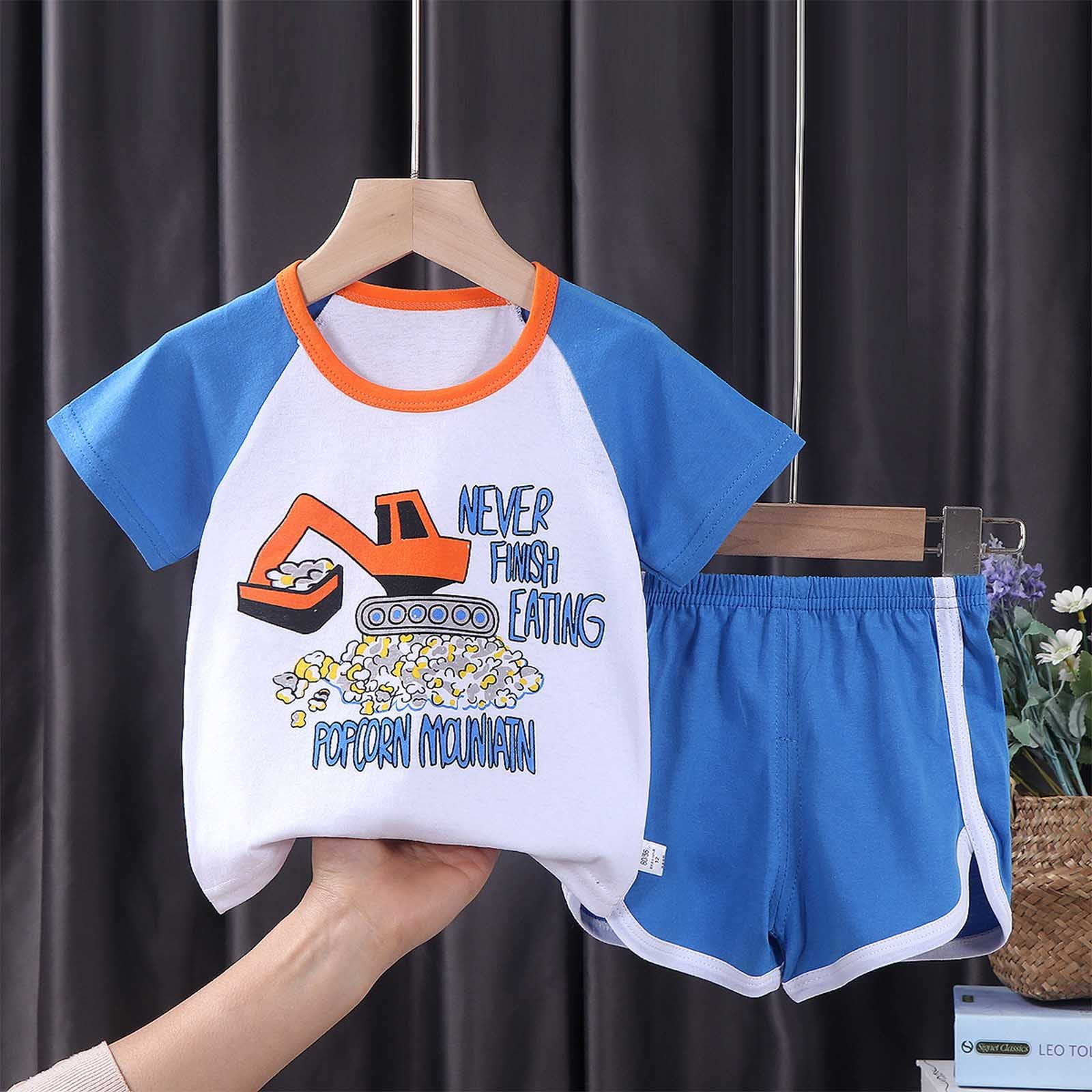 Stylish Baby Boys 2-Piece Summer Outfit – Printed Cotton T-Shirt & Floral Shorts Set main image 1