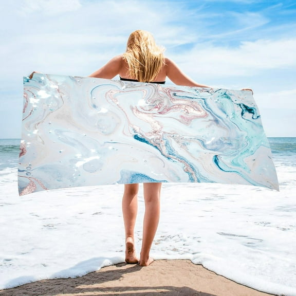 FAMTKT Beach Towels Super Lightweight Colorful Bath Towels Sandproof Beach Blanket Multi-purpose Microfiber Beach Towel for Travel Swimming Pool Beach Vacation Essentials