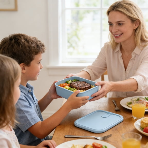FAMTKT Bento Lunch Box, 3 Compartments Meal-Prep Containers with Lids, Microwave & Dishwasher Safe, Reusable Divided Food Food Storage Containers -Stackable for Travel, School and Work