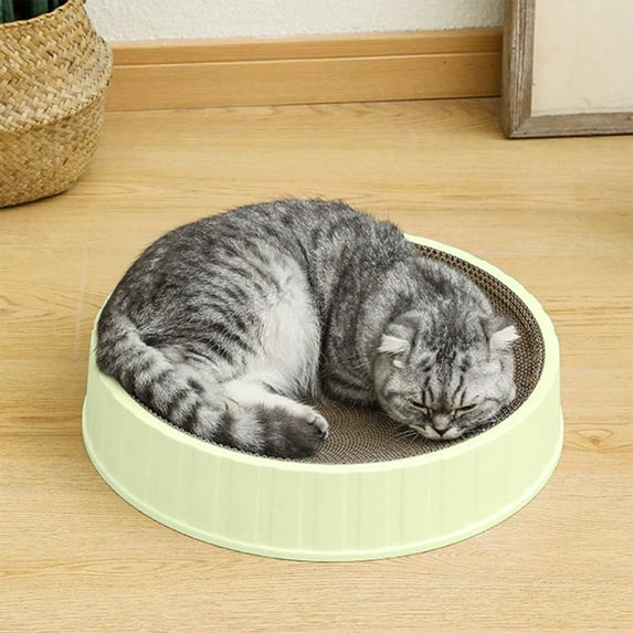 FAMTKT Cats Scratch Pad Round Cats Scratching Bowl Corrugated Cardboard Scratch Pad Bed with Replaceable Insert for Indoor Cats Durables Pet Toy
