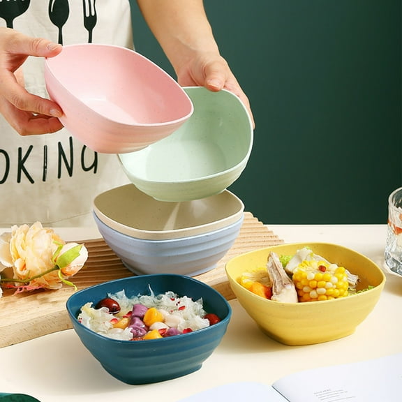 FAMTKT Cereal Bowls Lightweight Bowl Dishwasher and Microwave Safe Bowls, Reusable Plastic Bowls for Kitchen Serving Soup, Salad, Oatmeal, Ramen, Noodles, Camping Bowls