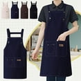 thumbnail image 1 of FAMTKT Chef Aprons for Men Women with Large Pockets, Work Apron, Waterproof Oil Resistants Kitchen Cottons Apron Canvas Cooking Apron for Women Men Bib Adjustable Ties Chef Baking Cleaning Tools, 1 of 7
