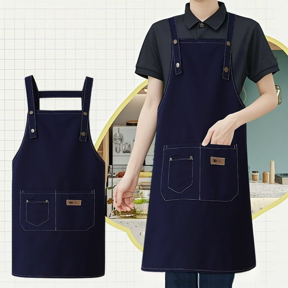 FAMTKT Chef Aprons for Men Women with Large Pockets, Work Apron, Waterproof Oil Resistants Kitchen Cottons Apron Canvas Cooking Apron for Women Men Bib Adjustable Ties Chef Baking Cleaning Tools