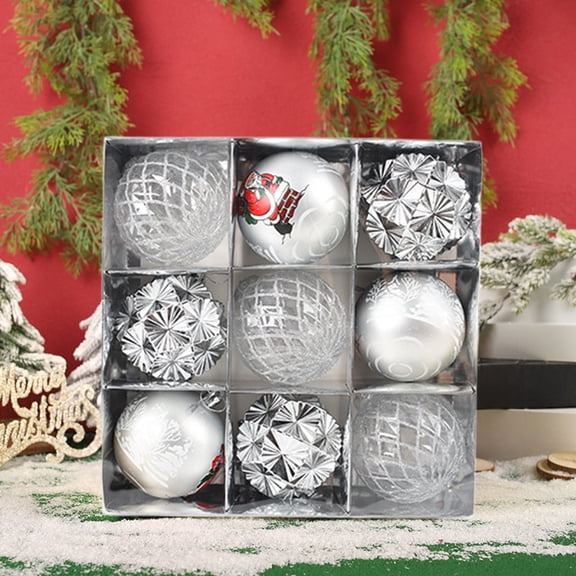 FAMTKT Christmas Ball 3.15" 9pcs Boxed Colorful Alien Decorative Ball Christmas Decorations Plastic Balls Set Xmas Hanging Ornaments