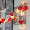 thumbnail image 1 of FAMTKT Christmas String Lights LED Rattan Ball Decorative Light String Christmas Bedroom Girl Style Wedding Woven Round Ball LED Decorative Lights 9.84Ft 20 Lights USB Outdoor Christmas Lights, 1 of 9
