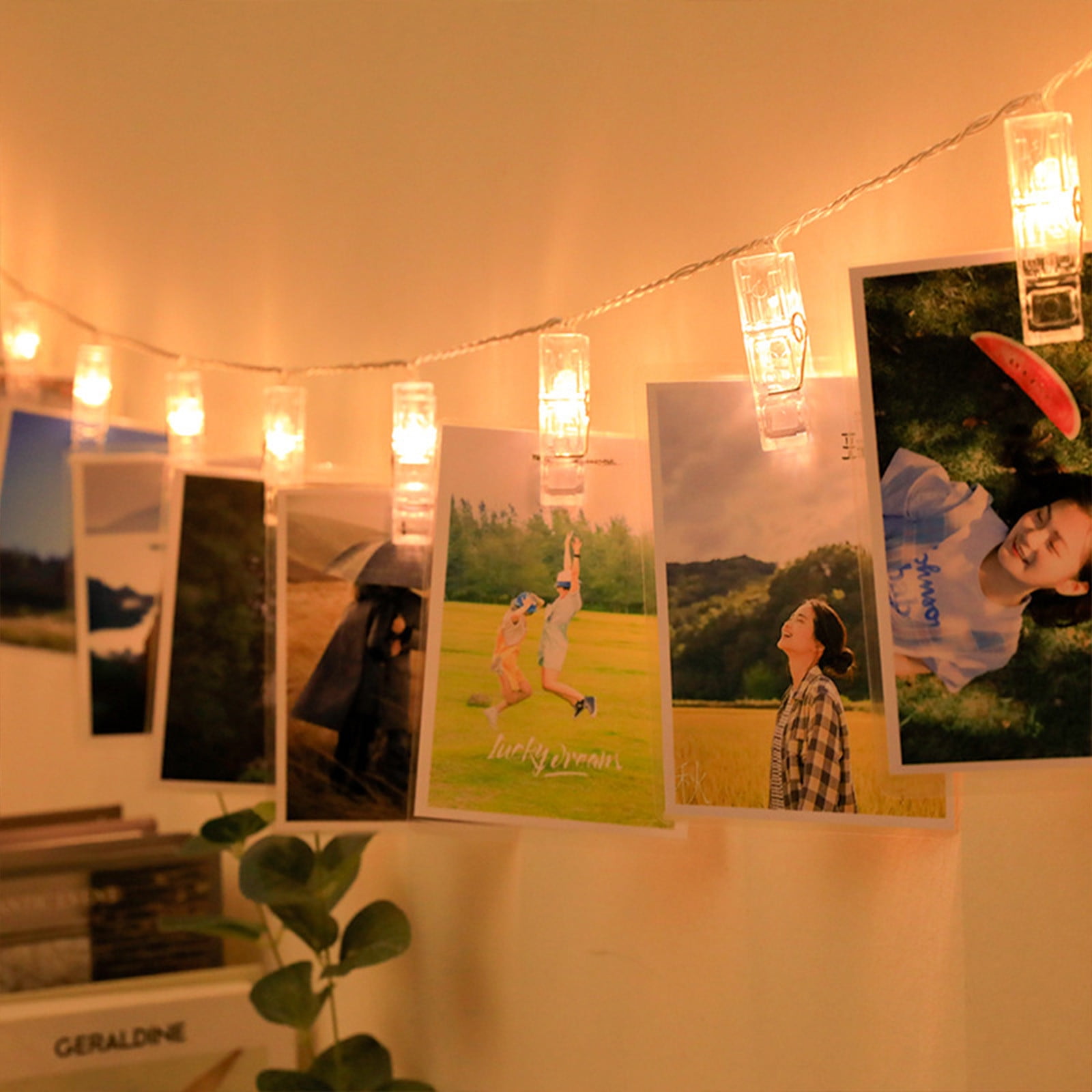 FAMTKT Christmas String Lights Led Photo Clips String Light, String Light Clips for Hang Pictures Card Bedroom Wall Decorations Christmas Patio Halloween Thanksgiving Wedding Party Decorations