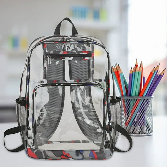 FAMTKT Clear Backpack Transparent Backpack with Large Capacity for Men and Women Outdoor Sports Morning Running Fitness Backpack Travel Backpack