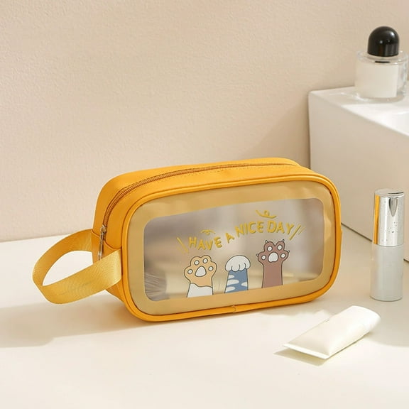 FAMTKT Clear Makeup Bag Transparent Cosmetic Storage Bag Travel Organizer, Clear Toiletry Bag for Women Cosmetic Case Makeup Organizer Zipper Pouch for Travel Accessories