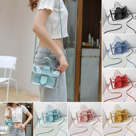 FAMTKT Clear Purses for Women & Men-PVC Messenger Handbag Transparent Crossbody Purse Bag for Concert Sports Events & Amusement, Sling Bag for Women