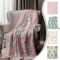 thumbnail image 1 of FAMTKT Cute Bunny Blanket Floral Fleece Throw, Gifts for Kids Girls, Soft & Warm, Lightweight Throw Blanket for Modern Decor, Room Home Flannel Wool Blanket, 1 of 7