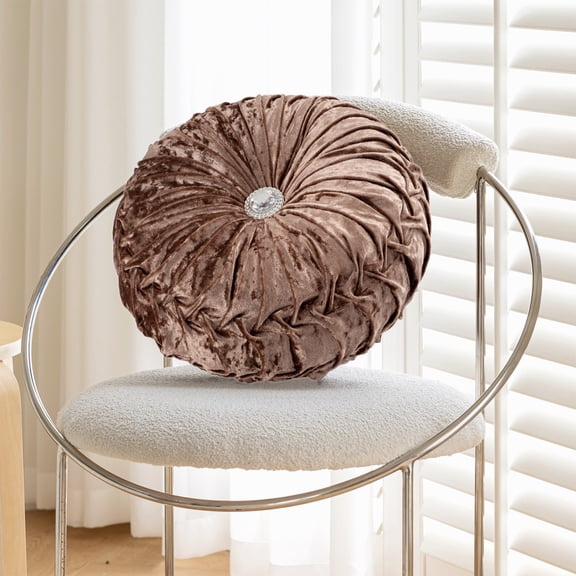 FAMTKT Decorative Pillows Round Ice Flower Velvet Wheel Pillow Bedside Sofa Cushion Window Futon Cushion Pumpkin Pillow