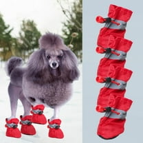 FAMTKT Dog Shoes for Small Dogs Dog Shoes Paw Protector with Reflective Straps Non Slip and Water Proof Dog Booties Puppies 4PC Dog Boots & Paw Protectors