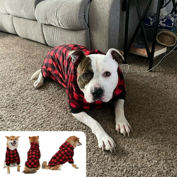 FAMTKT Dogs Sweatshirt Winter Dog Sweatshirt Padded Black and Red Plaid Casual Medium and Large Dog Comfortable Warm Pet Clothes Pet Clothes