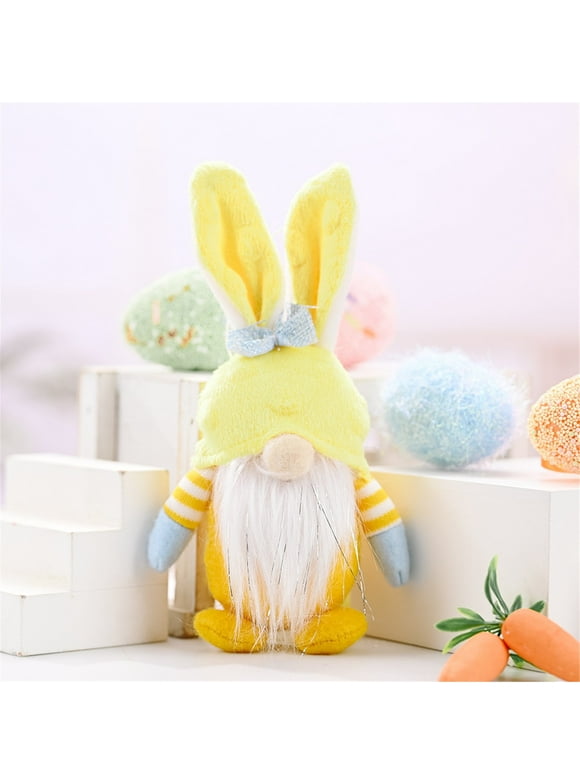 FAMTKT Easter Decorations Easter Bunny Handmade Plush Doll Easter Gifts for Kids/Women/Men, Home Decor on Clearance