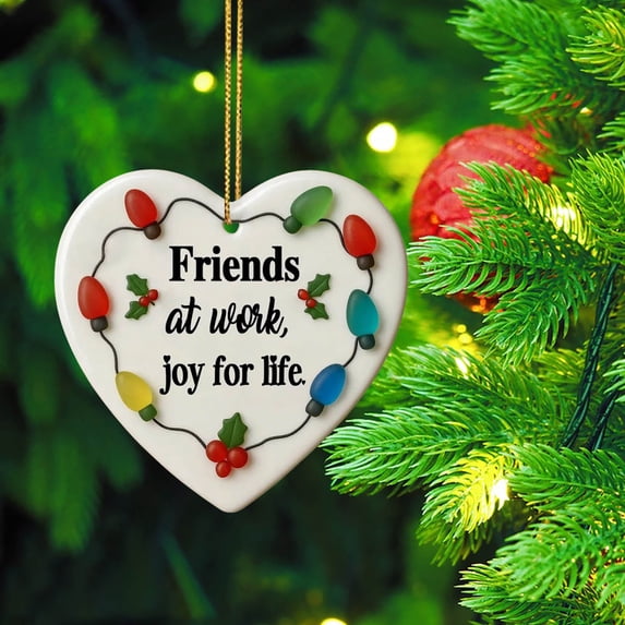 FAMTKT Exquisite Heart-shaped Hanging Acrylic Flat Decoration Heart-shaped Warm Ornaments Christmas Hanging Decorations