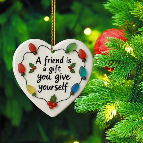 FAMTKT Exquisite Heart-shaped Hanging Acrylic Flat Decoration Heart-shaped Warm Ornaments Christmas Hanging Decorations