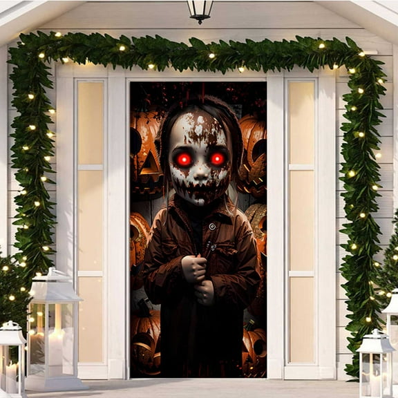FAMTKT Halloween Door Cover Party Decoration Outdoor Horror Door Cover Curtain Halloween Curtain Decoration Artificial Plants Indoor Fall Decor