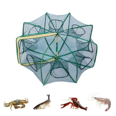 FAMTKT Foldable Fishing Net, 8 Holes Folded Fishing Bait Trap for Minnows/Crab/Shrimp/Crawdad, Fishing Trap Fishing Kit Fishing Net Fishing Gear on Clearance