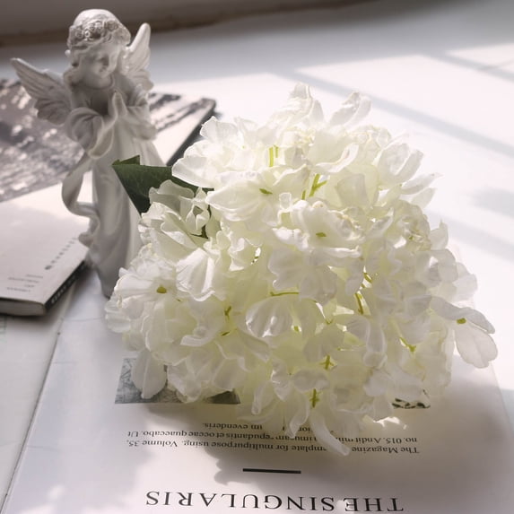 FAMTKT Hydrangea Artificial Flowers Artificial Silk Fake Flowers Wedding Valentines Bouquet, Realistic Hydrangea Flowers Bouquet for Wedding Party Office Home Decor