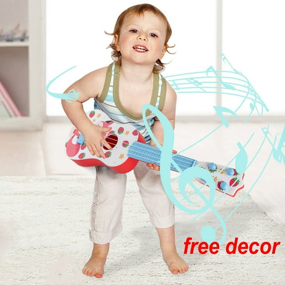 FAMTKT Kids Guitar Ukulele Beginner Musical Instrument 16 Inches with 4 Strings Mini Guitar for Skill Improving Kids Play Early Educational Pre School Children Toddler Kids Toys (Pink)