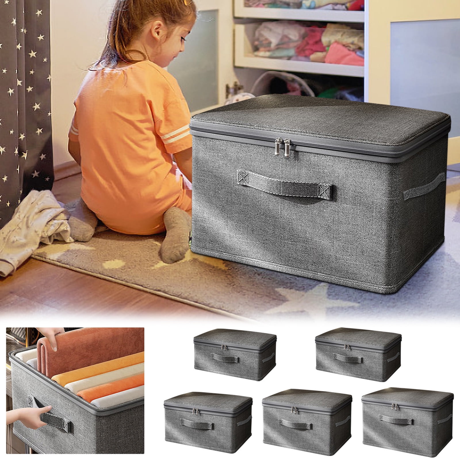 FAMTKT Lided Cationic Clothing Organizer Bedroom Storage Box Folding ...