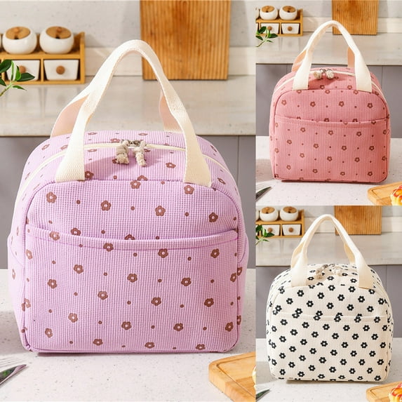 FAMTKT Lunch Bag Bring Food To Work Portable Portable Insulated Bento Bag Corduroy Meal Bag, Womens Tote Bag