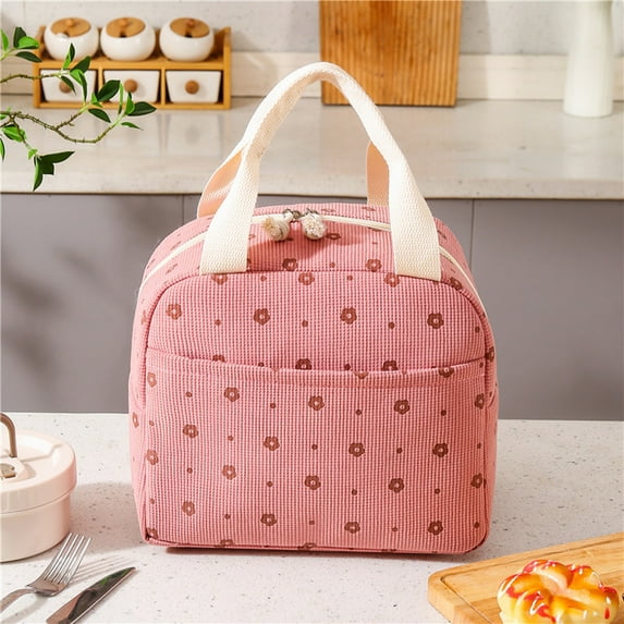 FAMTKT Lunch Bag Bring Food To Work Portable Portable Insulated Bento Bag Corduroy Meal Bag, Womens Tote Bag