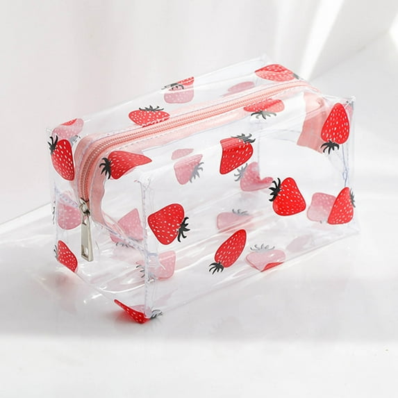 FAMTKT Makeup Bag Clear Makeup Bag Transparent Travel Portable Mini Wash Storage Bags Flower Print Women Zipper Cosmetic Bag, Cosmetic Bag