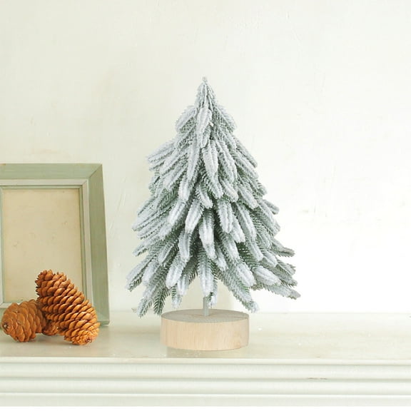 FAMTKT Mini Christmas Tree Tabletop Christmas Tree Small Christmas Tree Mini Christmas Tree Mini Pines Tree Bottle Brush Fake Tree with Wooden Base for Tabletop Decoration