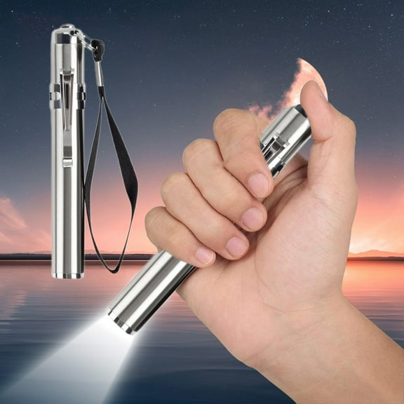 FAMTKT Mini Pen Style LED Flashlight, Stainless Steel, High Brightness, Portable Pocket Torch for Outdoor Inspection, Home, Camping, Night Walking, Emergency Lighting