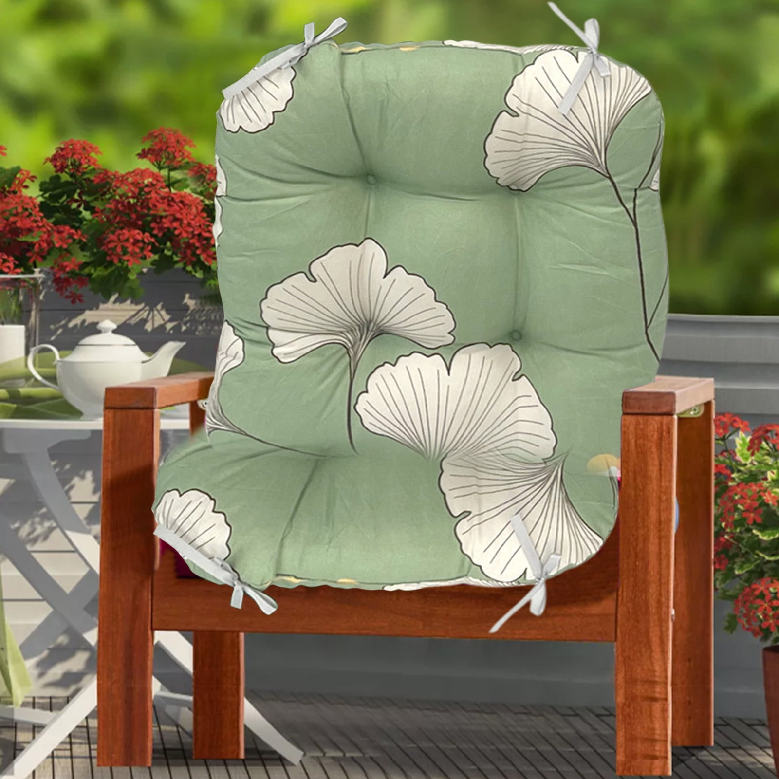 FAMTKT Outdoor/Indoor Chair Cushions with Ties Set of 2, Thickened Outdoor Printed Seat Cushion for Patio Sitting 17x17/17x21in Seat Pads Decoration for Patio Garden Furniture Home Office Supplies