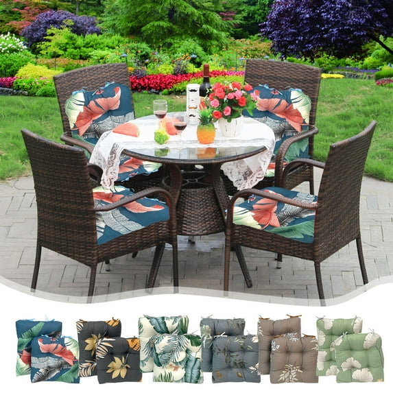 FAMTKT Patio Chair Cushions Thickened Outdoor Chair Cushions Printed Seat Cushion for Patio Sitting 17x17/17x21in 2 Pcs