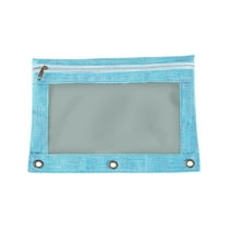 FAMTKT Pencil Pouch for 3 Ring Binder, Binder Pencil Case with Smooth Zipper, Clear Window Pencil Case for Binder, Big Capacity 3 Ring Binder Pencil Bag, Sky Blue