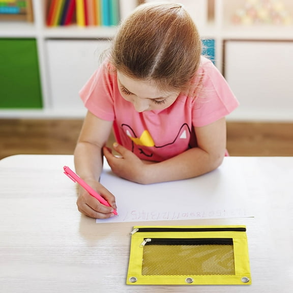 FAMTKT Pencil Pouch for 3 Ring Binder Mesh Zipper Pencil Case Pen Bag/Pen Case Small Cosmetic bag, Storage Container Available in Beige Orange Pink Red Yellow Green Sky Blue Black 1 pc on Clearance