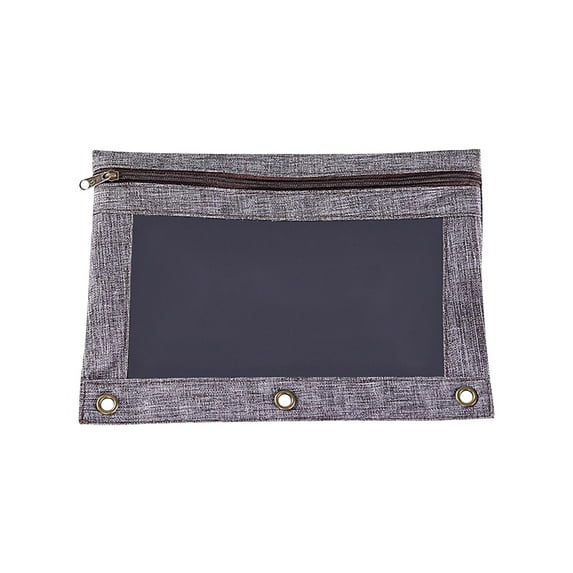FAMTKT Pencil Pouch for Binder, Binder Pencil Case with Smooth Zipper, Clear Window Pencil Case for Binder, Big Capacity 3 Ring Binder Pencil Bag, Gray on Clearance
