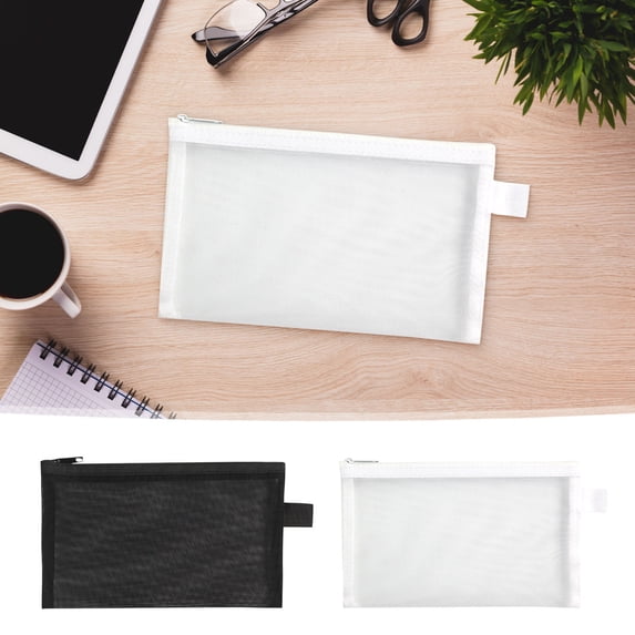 FAMTKT Pencil Pouch Exquisite and Transparent Mesh Pencil Case Storage Bag with Multiple Colors Optional Nylon Mesh Pencil Bag