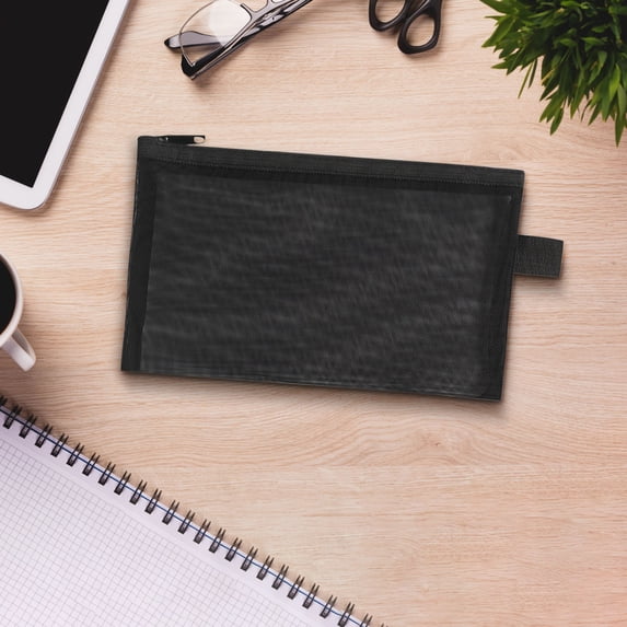 FAMTKT Pencil Pouch Exquisite and Transparent Mesh Pencil Case Storage Bag with Multiple Colors Optional Nylon Mesh Pencil Bag