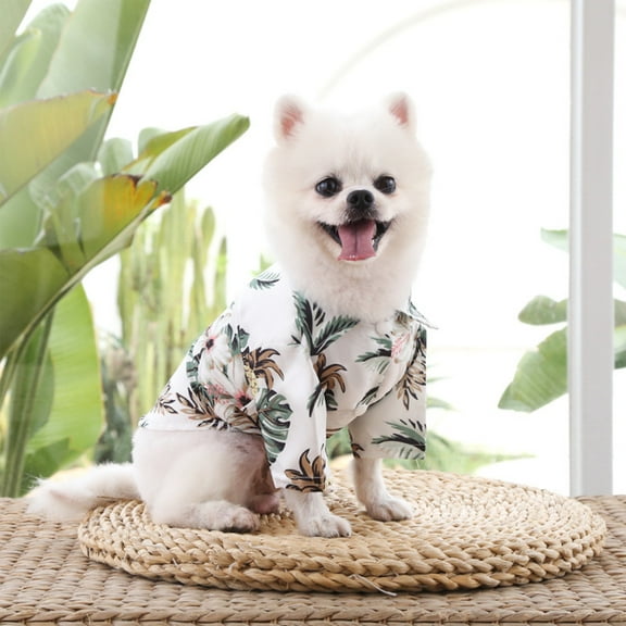 FAMTKT Dog Shirt Dog Clothes Fashionable Pet Clothing Dog Sweatshirt Hawaiian Pet Shirt with Beach Trees Shirt for Small-Medium Dogs and Cats Pet Supplies on Clearance