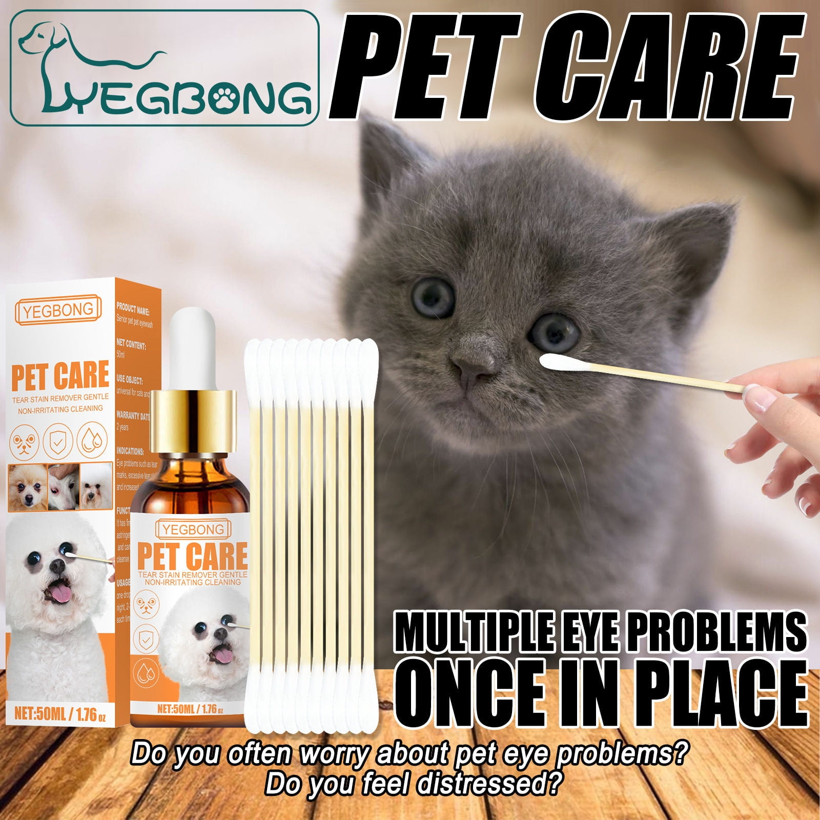 FAMTKT Pet Supplies Dog Eye Drops Cat & Dog Universal Eye Wash Herb