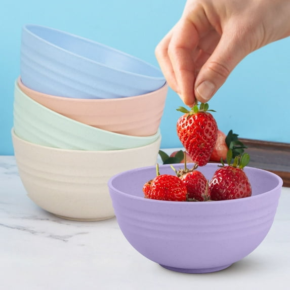 FAMTKT Plastic Bowls Cereal Bowls Snack Bowls Kids Bowls Microwave Dishwasher Safe Bowls for Kitchen, Reusable Plastic Bowls for Soup, Snack