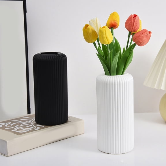 FAMTKT Plastic Flower Vase In Modern Style Vase for Bookshelf Mantel Table Fireplace Coffee Table Living Home Decoration